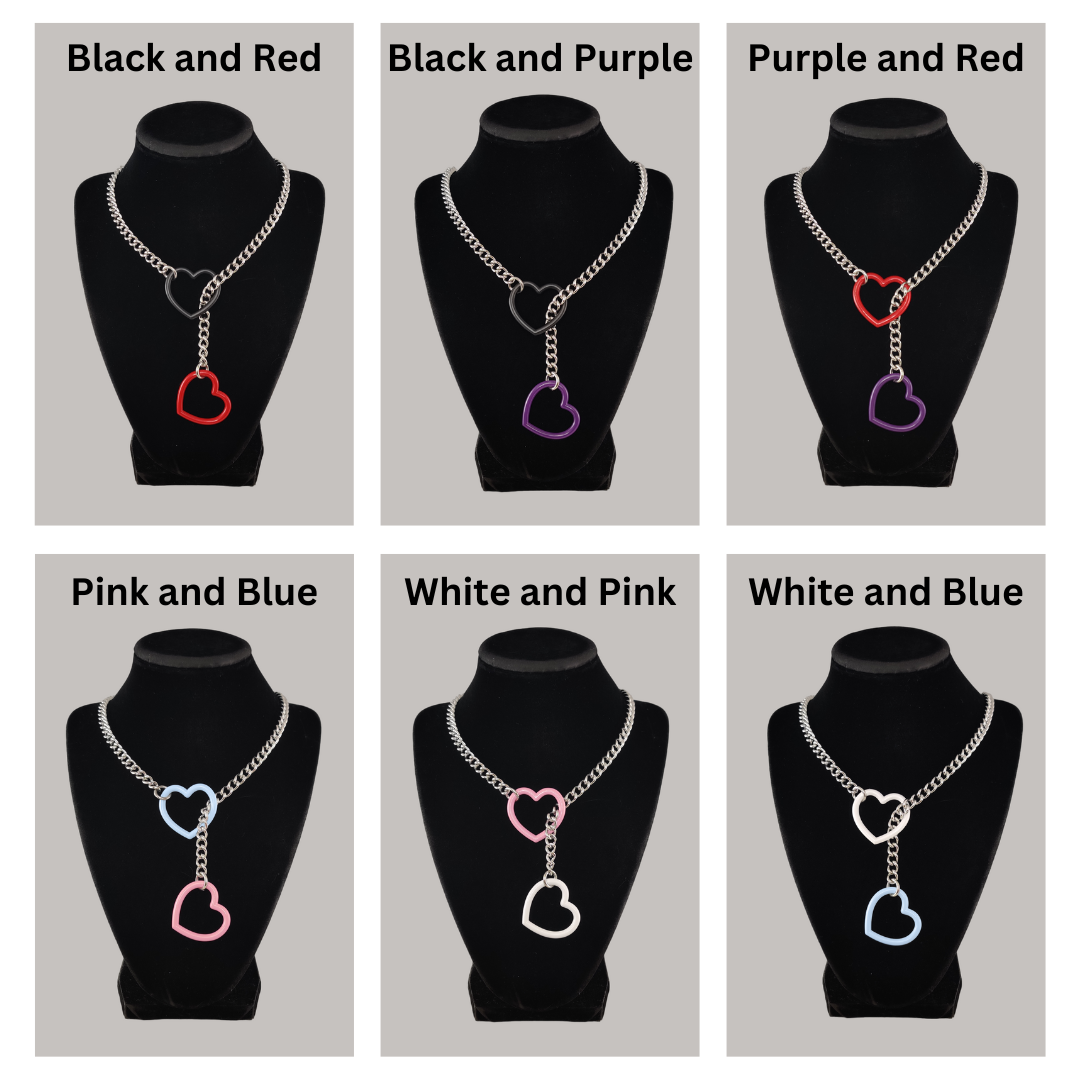 Colorful mismatched heart slip chain