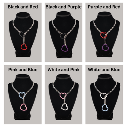 Colorful mismatched heart slip chain