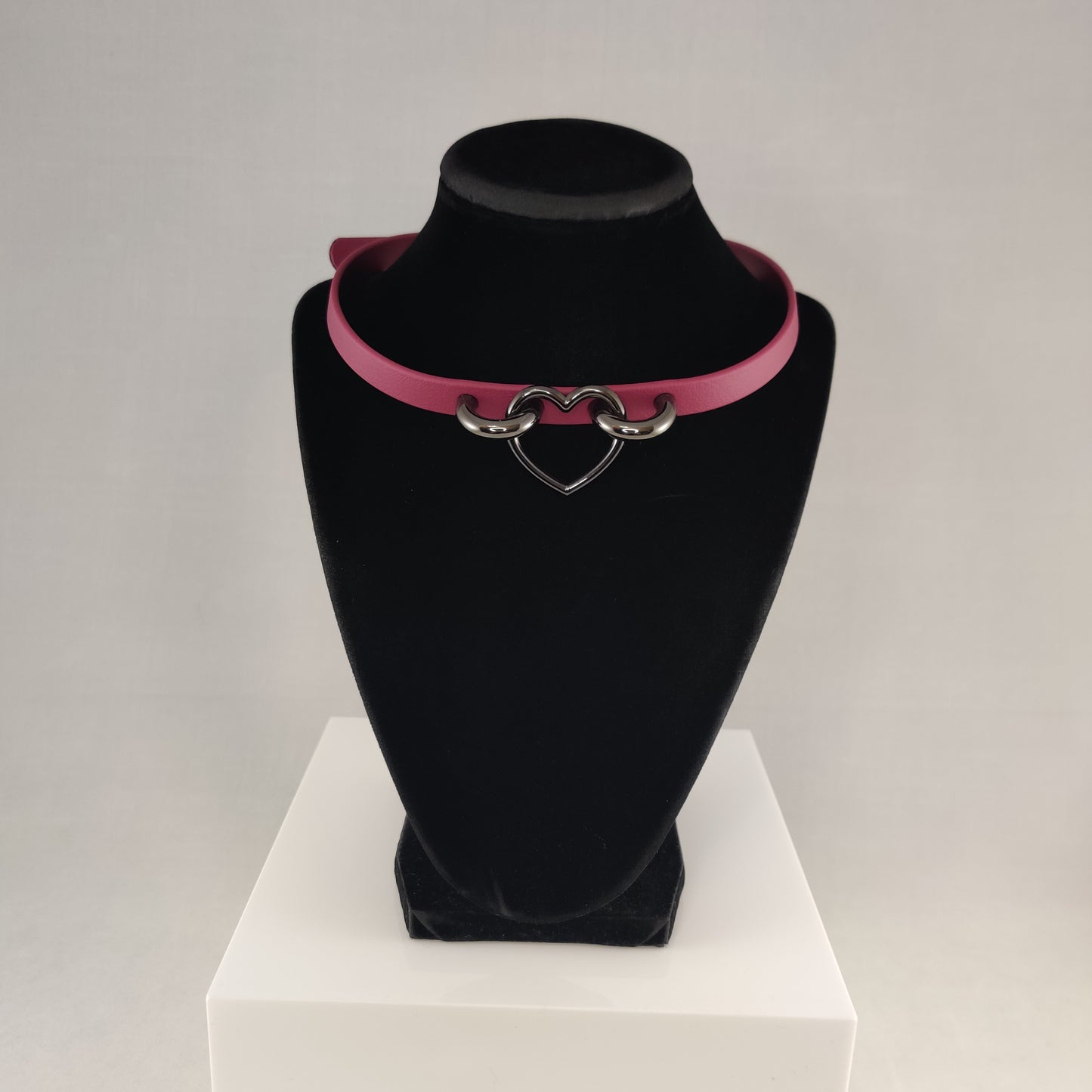 Raspberry Heart Choker w/ gunmetal hardware