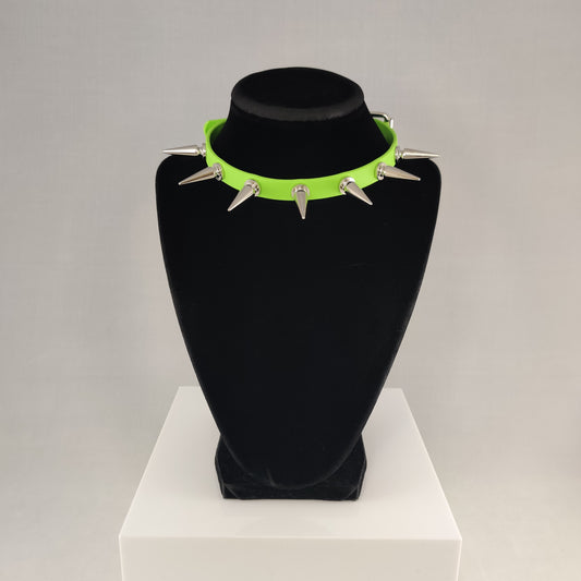 Green choker w/ silver spikes