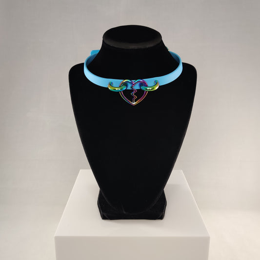 Rainbow Heart Breaker choker in blue