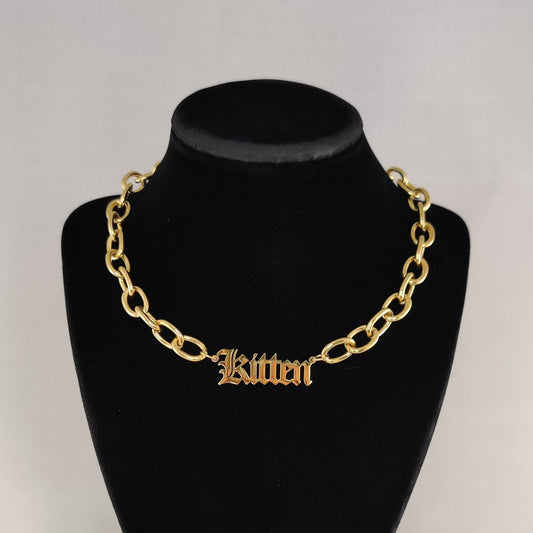 18K Gold Kitten chain choker