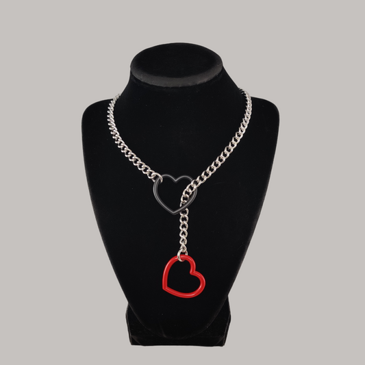 Colorful mismatched heart slip chain