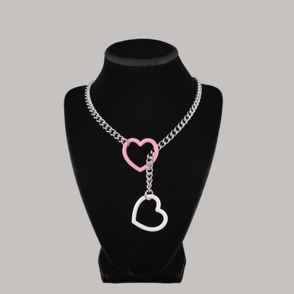 Colorful mismatched heart slip chain