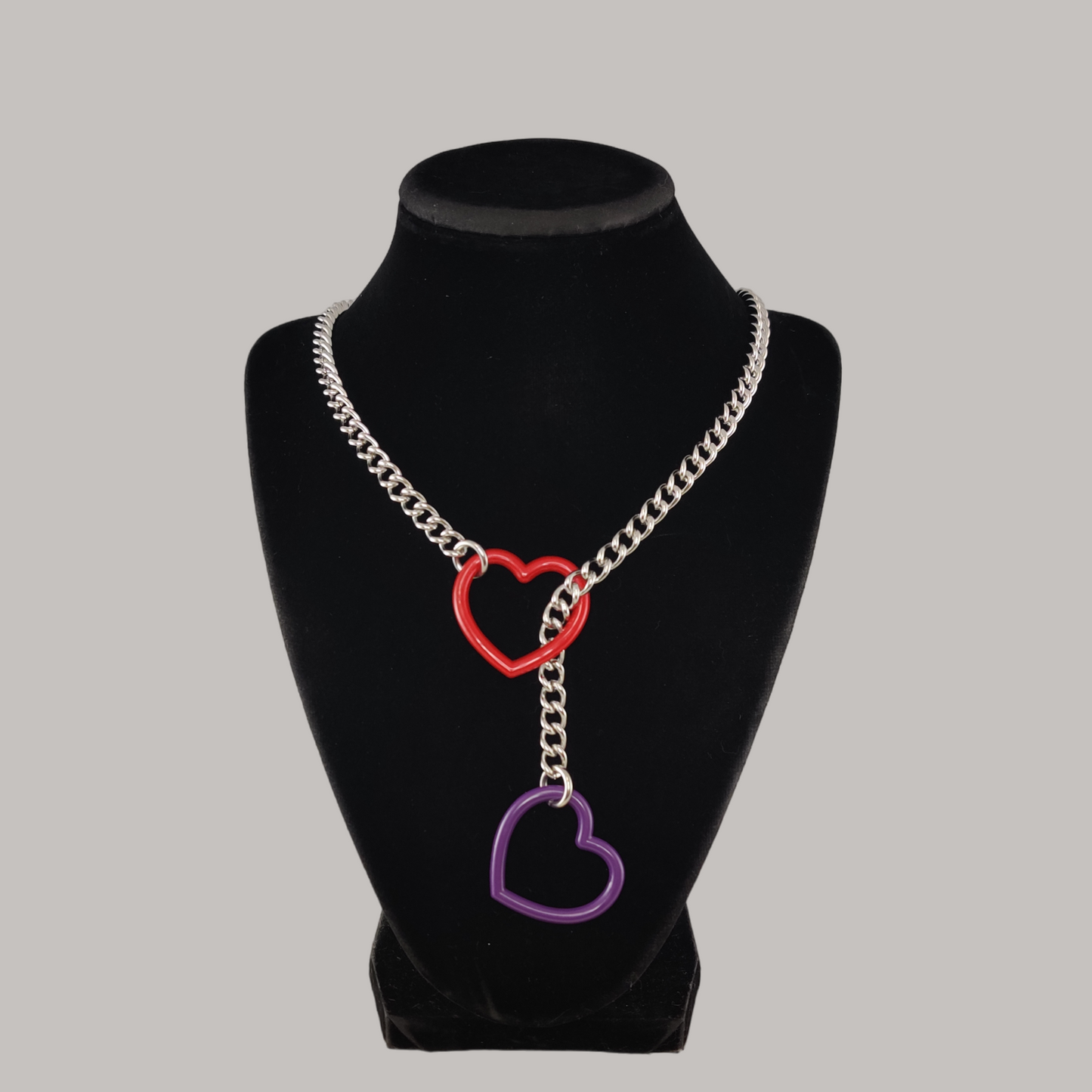 Colorful mismatched heart slip chain