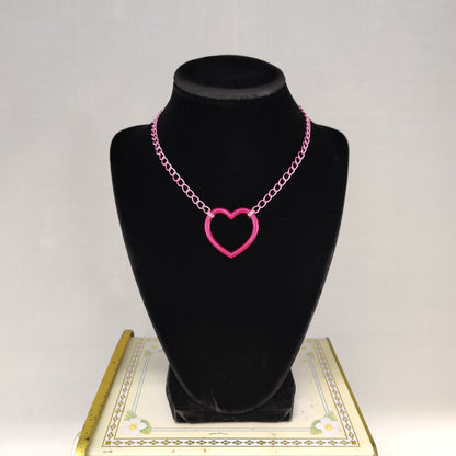 Heart chain choker in hot pink