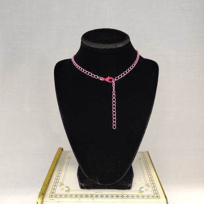 Heart chain choker in hot pink