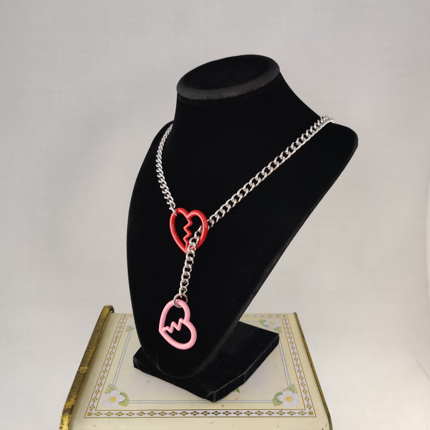 Colorful Mismatched Heart Breaker slip chain