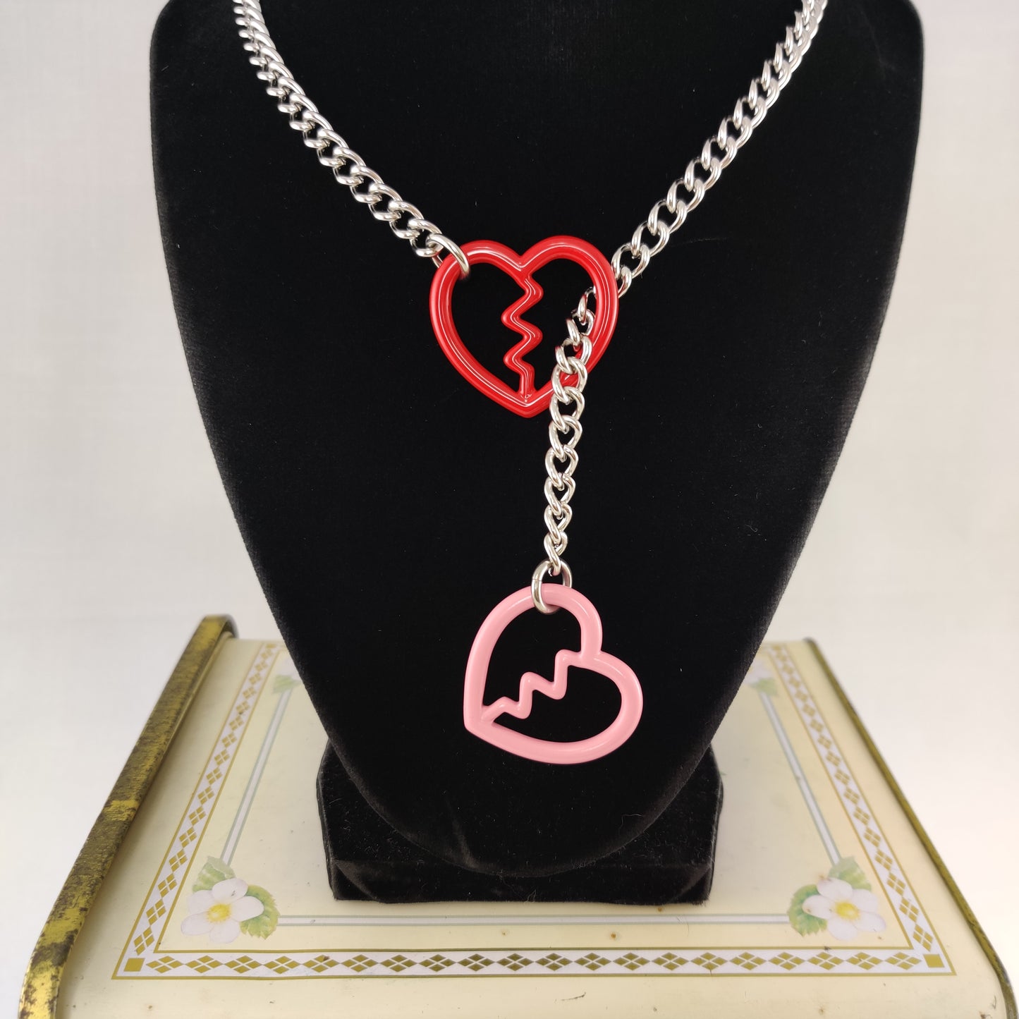 Colorful Mismatched Heart Breaker slip chain